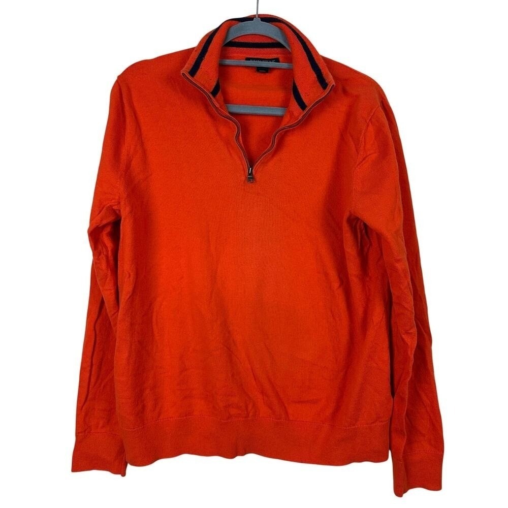 Banana Republic Burnt Orange Quarter Zip Cotton Cashmere Sweater Men's M